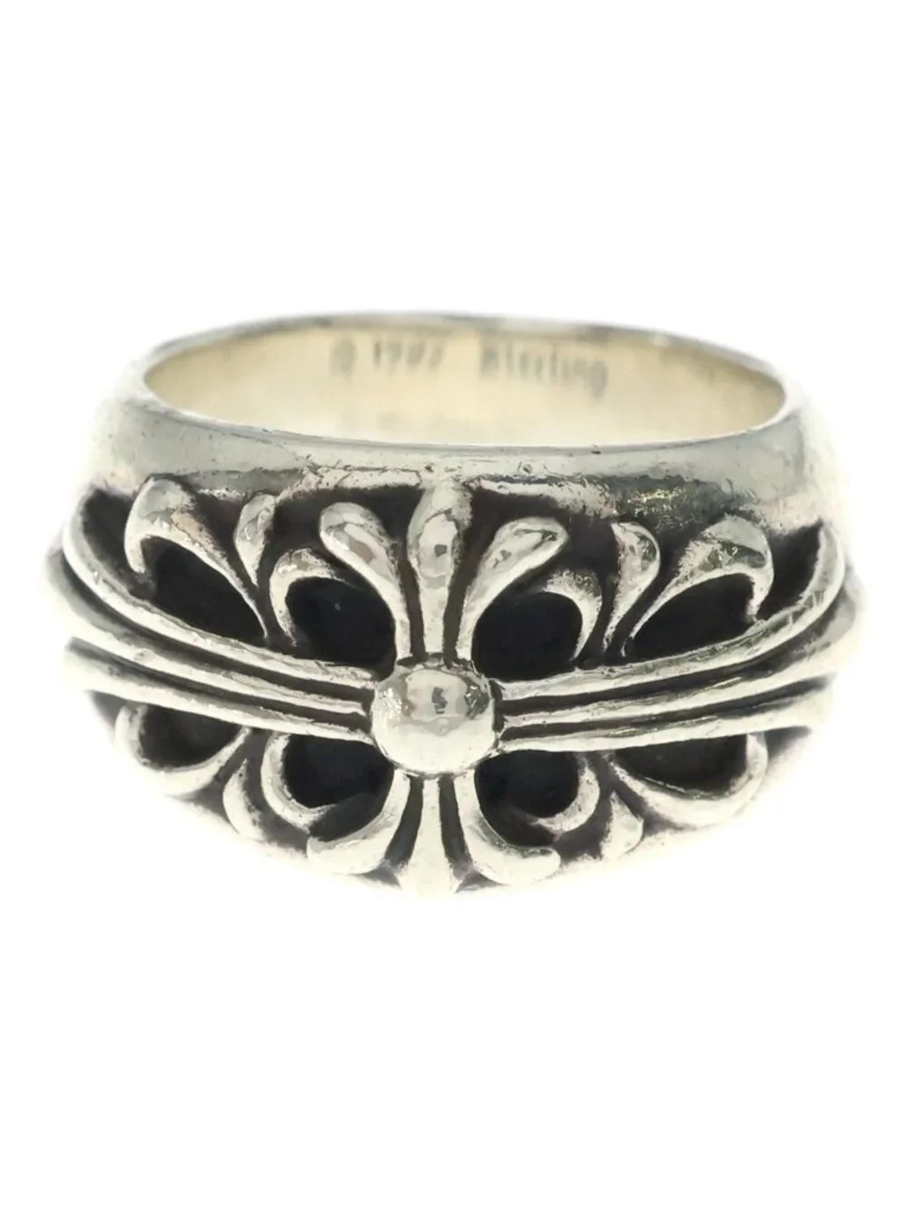 Chrome Hearts Flrl Crs Floral Cross Ring Silver